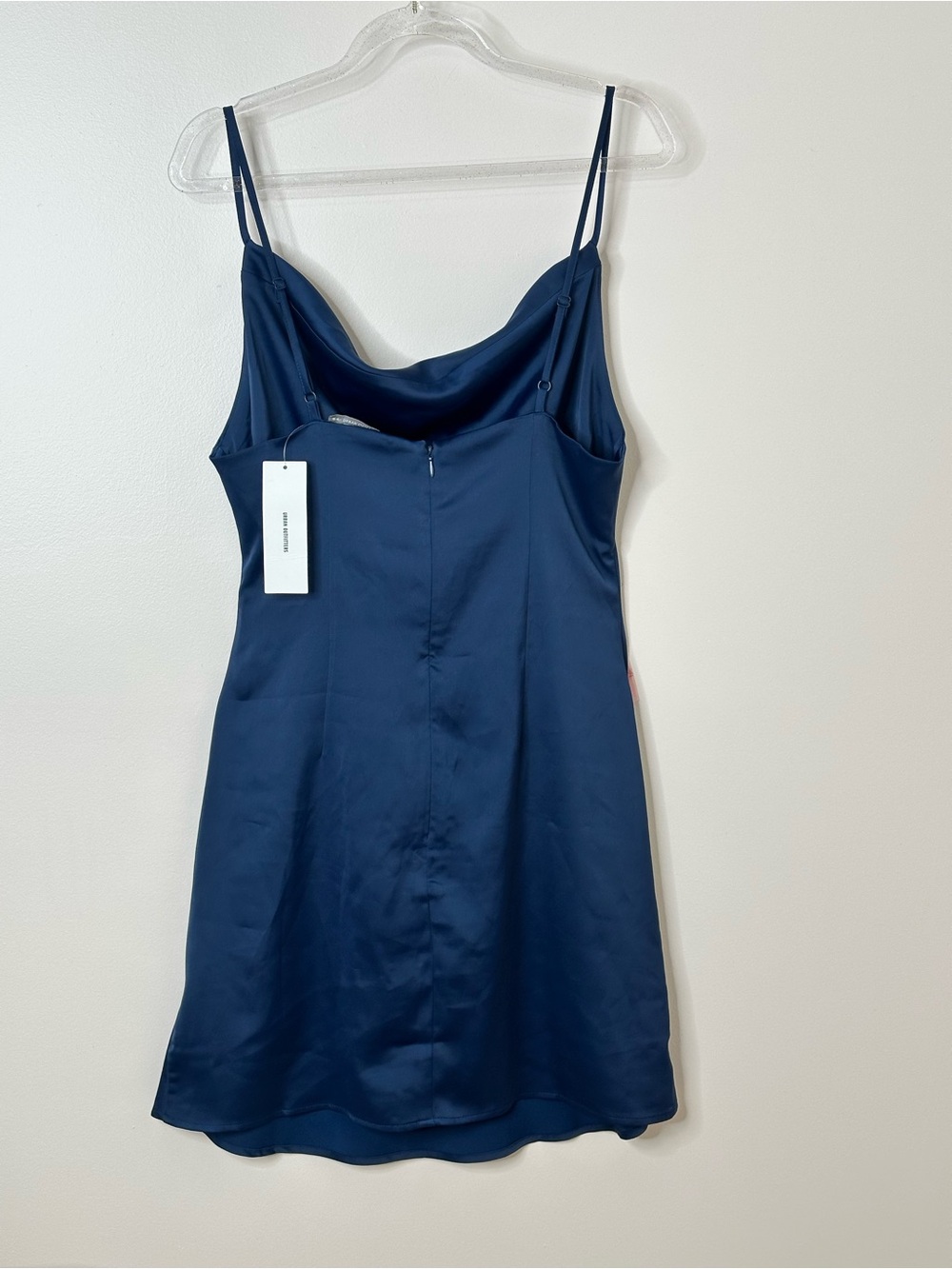 Urban Outfitters Navy Satin Cowl Neck Mini Slip Dress NWT Size M - Picture 3 of 3